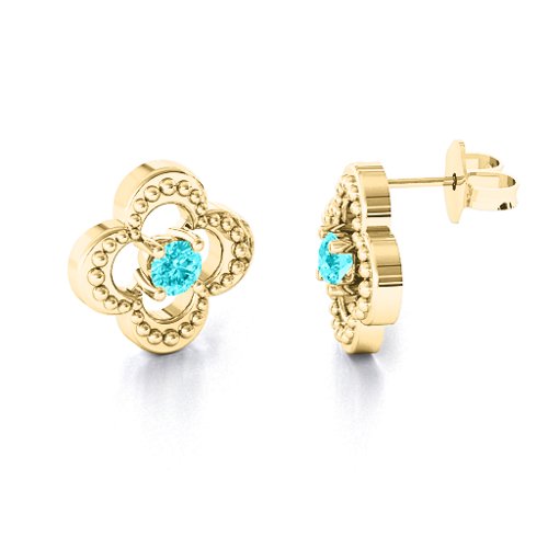Shimmering Clover Earrings – 9kt Yellow Gold with Mint Premium Zirconia