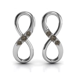 Three Stone Infinity Earrings in 925 Sterling Silver with Smokey Quartz