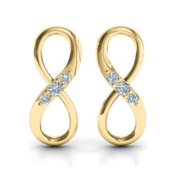 Three Stone Infinity Earrings in 9K Solid Yellow Gold
