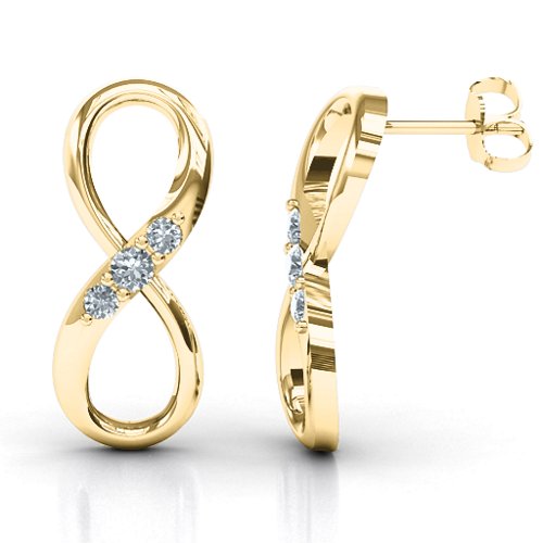 Three Stone Infinity Earrings – 9kt Yellow Gold with Cubic Zirconia
