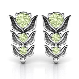 Be-leaves in Nature Earrings in 925 Sterling Silver with Peridot