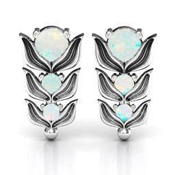 Be-leaves in Nature Earrings in 925 Sterling Silver with Opal