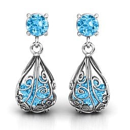 Elegant Drop Caged Earrings