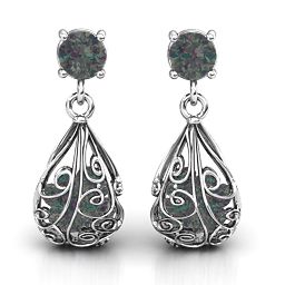 Elegant Drop Caged Earrings in 925 Sterling Silver with Alexandrite