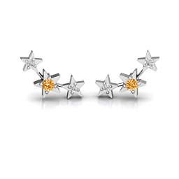 Twinkle Little Stars Earrings in 925 Sterling Silver with Citrine and White Premium Zirconia