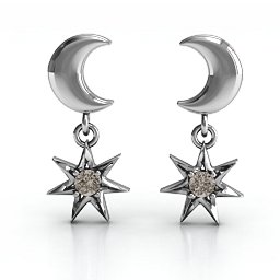 "Lights in the Night" Dangling Earrings in 925 Sterling Silver with Smokey Quartz