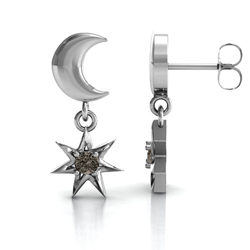 "Lights in the Night" Dangling Earrings – Sterling Silver with Smokey Quartz