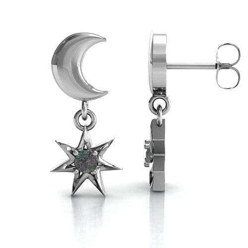 "Lights in the Night" Dangling Earrings – Sterling Silver with Alexandrite