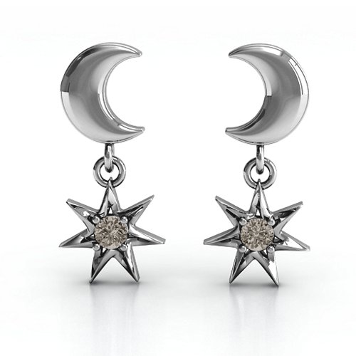 "Lights in the Night" Dangling Earrings – Sterling Silver with Smokey Quartz
