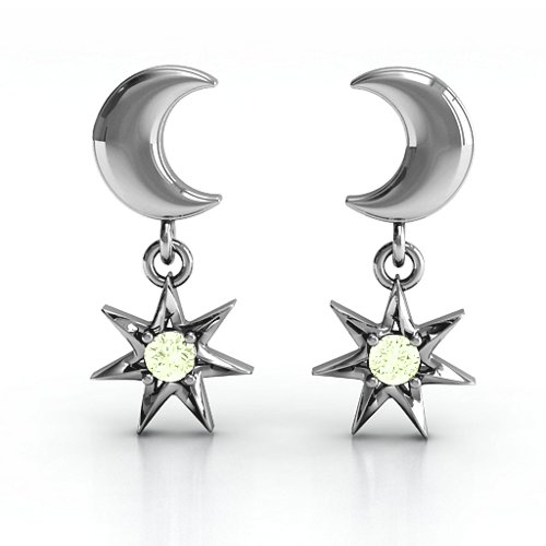 "Lights in the Night" Dangling Earrings – Sterling Silver with Peridot