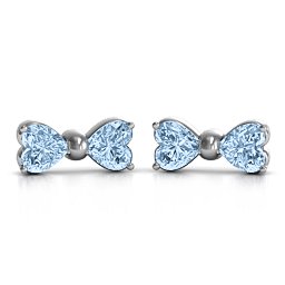 Adorable Bow Earrings in 925 Sterling Silver with Aquamarine