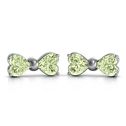 Adorable Bow Earrings in 925 Sterling Silver with Peridot