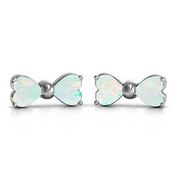Adorable Bow Earrings in 925 Sterling Silver with Opal