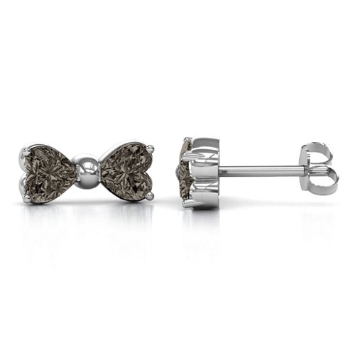 Adorable Bow Earrings – Sterling Silver with Smokey Quartz