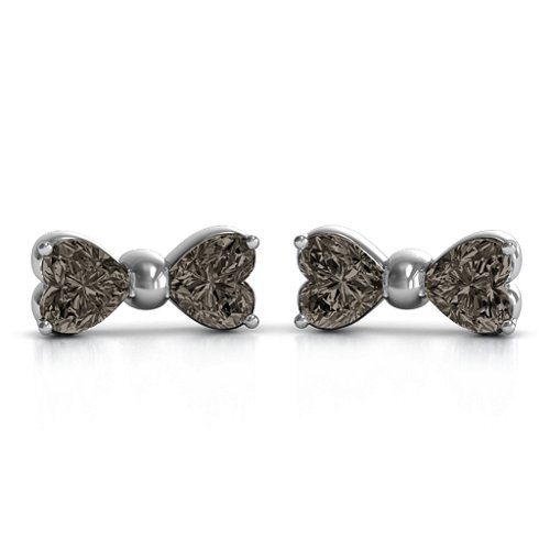 Adorable Bow Earrings – Sterling Silver with Smokey Quartz