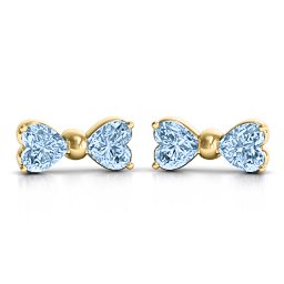 Adorable Bow Earrings in 9K Solid Yellow Gold with Aquamarine