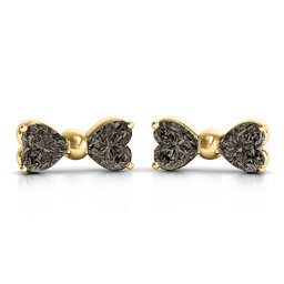 Adorable Bow Earrings in 9K Solid Yellow Gold with Smokey Quartz