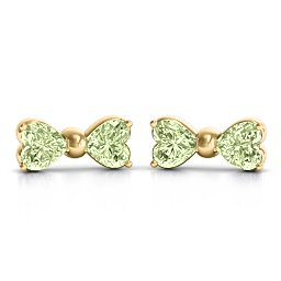Adorable Bow Earrings in 9K Solid Yellow Gold with Peridot