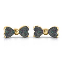 Adorable Bow Earrings in 9K Solid Yellow Gold with Alexandrite