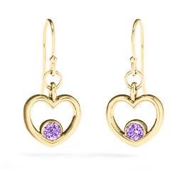 Dangling Heart Gemstone Earrings