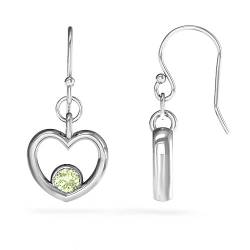 Dangling Heart Gemstone Earrings