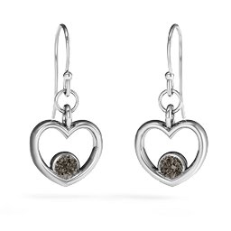 Dangling Heart Gemstone Earrings in 925 Sterling Silver with Smokey Quartz