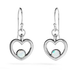 Dangling Heart Gemstone Earrings in 925 Sterling Silver with Opal