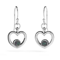 Dangling Heart Gemstone Earrings in 925 Sterling Silver with Alexandrite