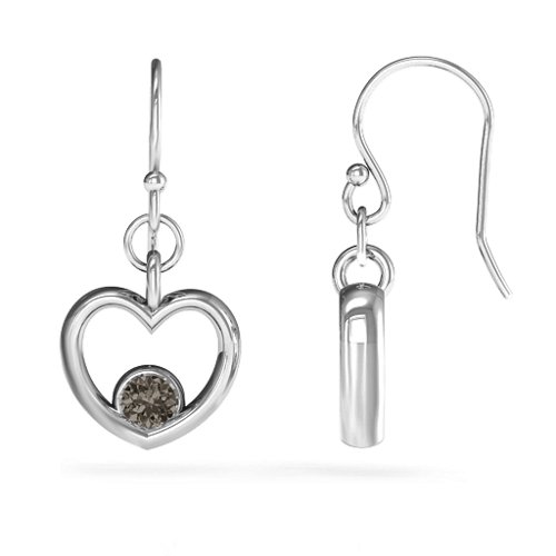 Dangling Heart Gemstone Earrings – Sterling Silver with Smokey Quartz