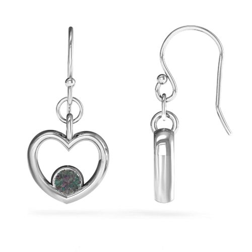 Dangling Heart Gemstone Earrings – Sterling Silver with Alexandrite