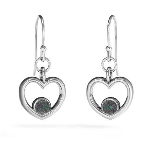 Dangling Heart Gemstone Earrings – Sterling Silver with Alexandrite
