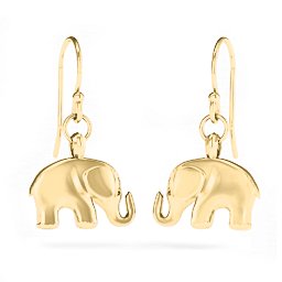 Elephant Earrings in 14K Solid Yellow Gold