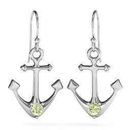 Gemstone Anchor Earrings