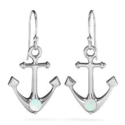 Gemstone Anchor Earrings