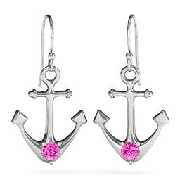 Gemstone Anchor Earrings