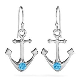 Gemstone Anchor Earrings