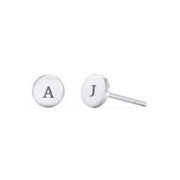 Engravable Round Disc Stud Earrings in 925 Sterling Silver