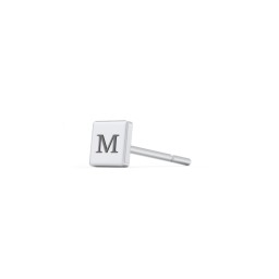 Engravable Square Disc Single Stud in 925 Sterling Silver