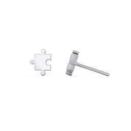 Jigsaw Puzzle Shape Stud Earrings in 925 Sterling Silver