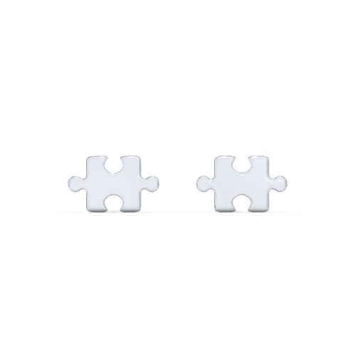 Puzzle Piece Shape Stud Earrings – Sterling Silver