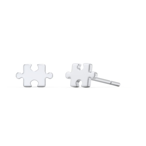 Puzzle Piece Shape Stud Earrings – Sterling Silver