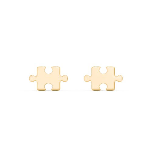 Puzzle Piece Shape Stud Earrings – 9kt Yellow Gold