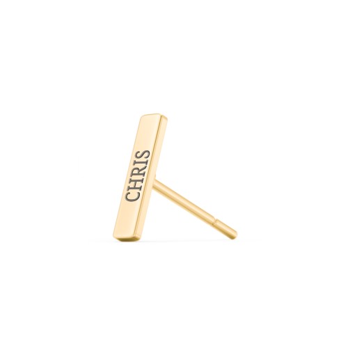 Engravable Petite Bar Single Stud – 9kt Yellow Gold
