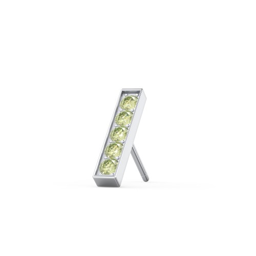 Petite Bar Single Stud with Accents – Sterling Silver with Peridot