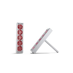 Petite Bar Stud Earrings with Accents in 925 Sterling Silver with Garnet