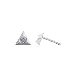 Pyramid Stud Earrings with Gemstones in 925 Sterling Silver with Alexandrite