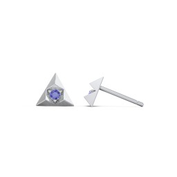 Pyramid Stud Earrings with Gemstones in 925 Sterling Silver with Blue Sapphire