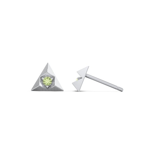 Pyramid Stud Earrings with Gemstones – Sterling Silver with Peridot