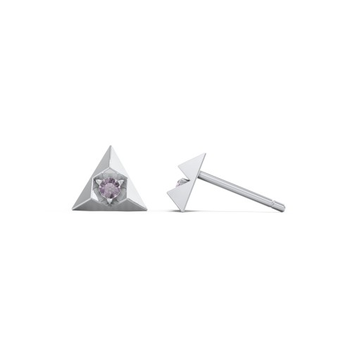 Pyramid Stud Earrings with Gemstones – Sterling Silver with Alexandrite