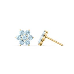 Flower Stud Earrings with Gemstones